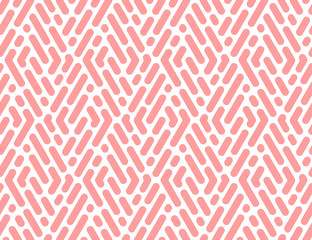 Abstract geometric pattern with stripes, lines. Seamless vector background. White and pink ornament. Simple lattice graphic design