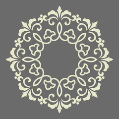 Decorative frame Elegant vector element for design in Eastern style, place for text. Floral grey border. Lace illustration for invitations and greeting cards
