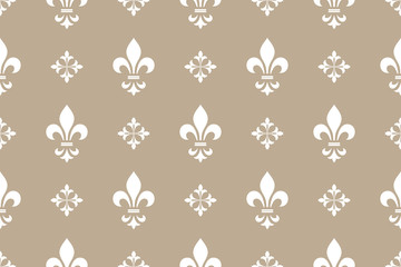Wallpaper in the style of Baroque. Seamless vector background. White and beige floral ornament. Graphic pattern for fabric, wallpaper, packaging. Ornate Damask flower ornament