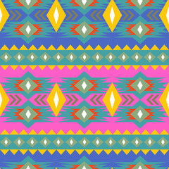 Seamless striped pattern. Ethnic and tribal motifs. Vintage print, grunge texture.Simple ornament. Handmade. Orange, green, gray and white colors. Vector illustration