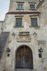 Fragment of the entrance tower. Renaissance castle. Ukraine