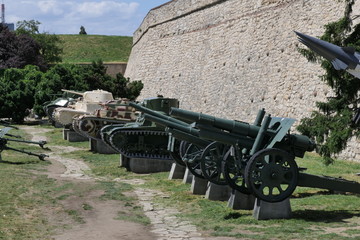 Fototapeta na wymiar Military weapons at the entrance of the Belgrade Fortress, Serbia