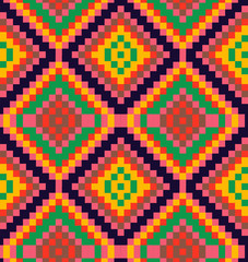 Seamless striped pattern. Ethnic and tribal motifs. Vintage print, grunge texture.Simple ornament. Handmade. Orange, green, gray and white colors. Vector illustration