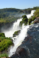 Beautiful falls of Cataratas do Iguaçu on a sunny day