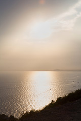 South of France. Mediterranean sea landscape. Sunset