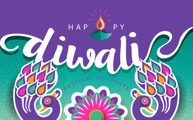 Obraz premium Happy Diwali Festival.
