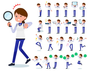 Obraz premium flat type Store staff Blue uniform women_Action