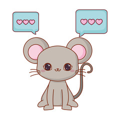 cute baby mouse love speech bubble romance