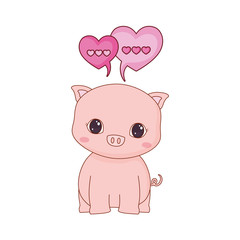 cute baby piggy love speech bubble