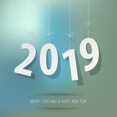 Paper 2019 digits on a blue bokeh background.