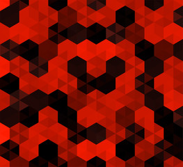 Abstract background of red hexagons. Pattern of geometric polygons. Vector