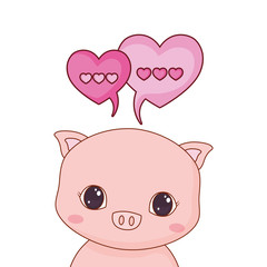 cute piggy baby love hearts speech bubble