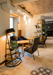 Stylish morden loft interior. Loft cafe