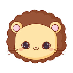 cute face lion cartoon animal