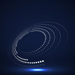 Abstract neon dotted circles. Glowing dots halftone circle