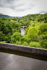 Fototapeta premium Landscape with a view on the river Dee from Llangollen Aqueduct in Wales, Uk