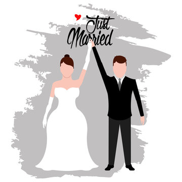 Groom and bride. Just married couple. Wedding concept image. Vector illustration design