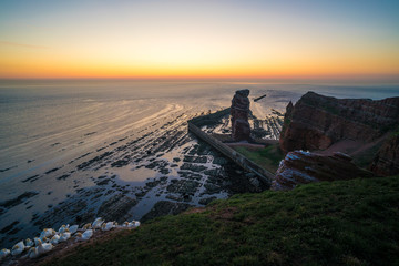 Evening mood after sunset and low tide in the northwest of Heligoland