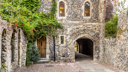 Cantebury cathedral back door entrance in Canterbury England UK