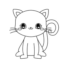 cute kitty baby sitting cartoon