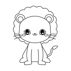 cute lion baby sitting cartoon