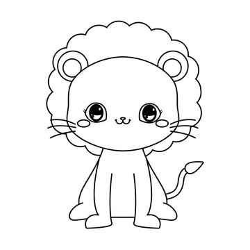 cute lion baby sitting cartoon