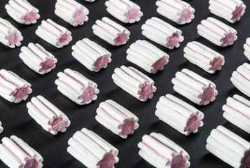 marshmallow pastel shades on black background.marshmallow Colorful pattern  