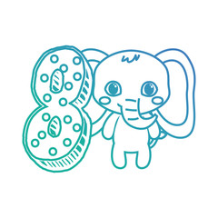cute elephant with number eight decoration