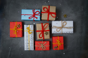 Christmas gifts, winter, children and adult holiday new year.