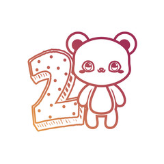cute bear cartoon with two number decoration