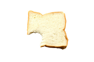The bread was bitten on white background