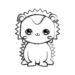 cute hedgehog baby sitting cartoon