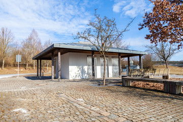 Toilet building on a rest stop in germany