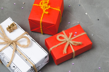 Christmas gifts, winter, children and adult holiday new year.