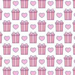 romantic gift boxes and hearts decoration pattern design