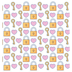 romantic love heart padlock keys pattern design
