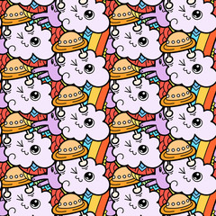 Funny doodle monsters seamless pattern for prints, designs and coloring books