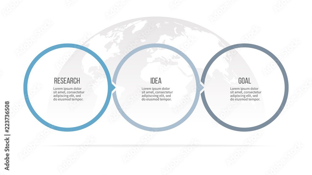 Wall mural business infographics. timeline with 3 steps, options, circles. vector template.