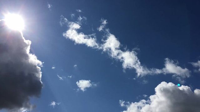 video timelapse clouds fly across the sky in the background of the sun