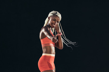 Female athlete in a cheerful mood