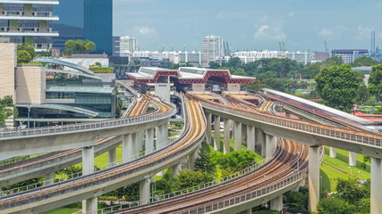 Jurong East Interchange metro station aerial timelapse, one of the major integrated public...