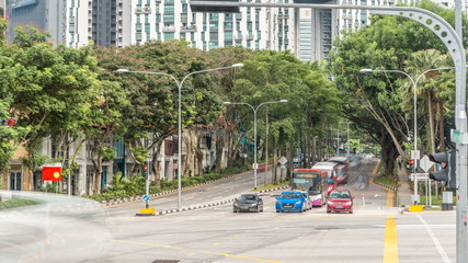 The junction of streets in Singapore's near Chinatown timelapse.