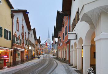 Ludwigstrasse in Garmisch-Partenkirchen. Bavaria. Germany - obrazy, fototapety, plakaty