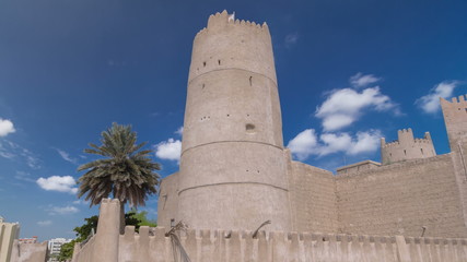 Historic fort at the Museum of Ajman timelapse hyperlapse, United Arab Emirates