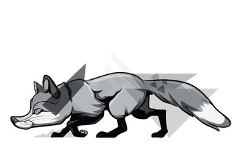Ambush fox Art tattoo., concept.