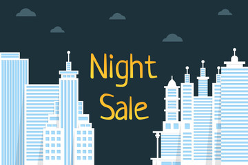 Fototapeta premium night sale with flat style city