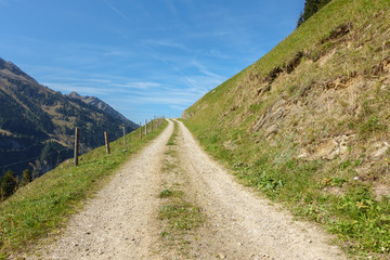 Fototapeta na wymiar Bergstraße im Zillertal in Tirol