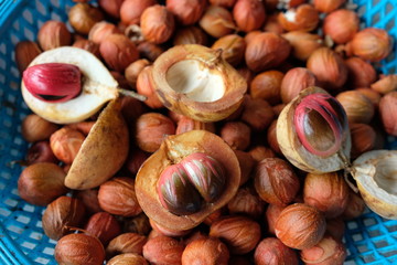 Fresh mace and nutmeg sold in market