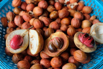 Fresh mace and nutmeg sold in market