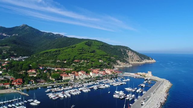 Elba Island, port of Marciana Marina. Aerial view